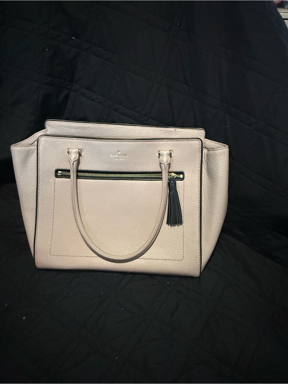 kate spade Pebbled Leather Satchel in Light Gray